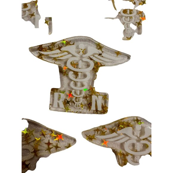 10 pc glitter RN Nurse acrylic flat back charm for badge reels keyrings earrings - Picture 4 of 4